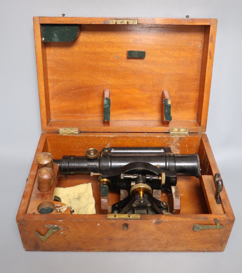 A Theodolite by Norton & Gregory in original mahogany case, 1930